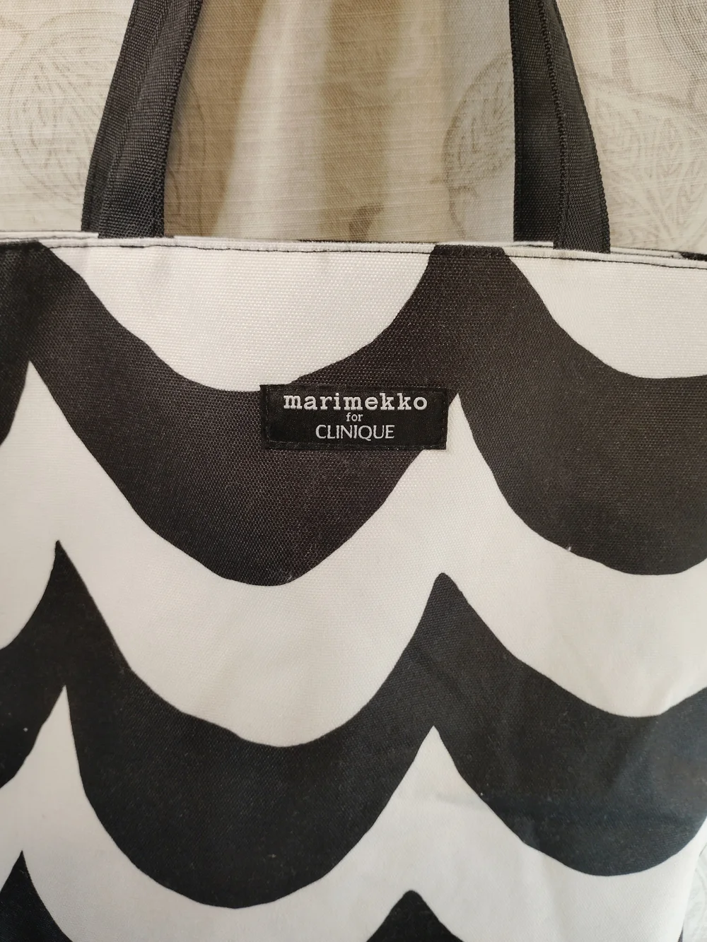 Marimekko For Clinique Black & White Canvas Shoulder Bag